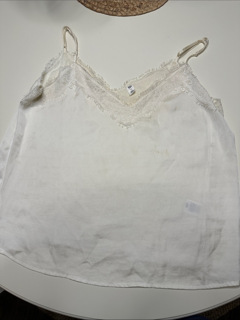 bp White Lace-Trim V-Neck Camisole